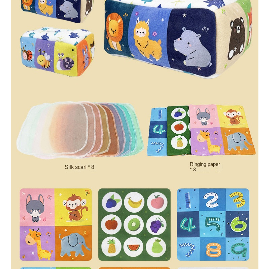 Caja de Pañuelos Montessori SMVP | Juguete Sensorial Educativo para Bebés 17