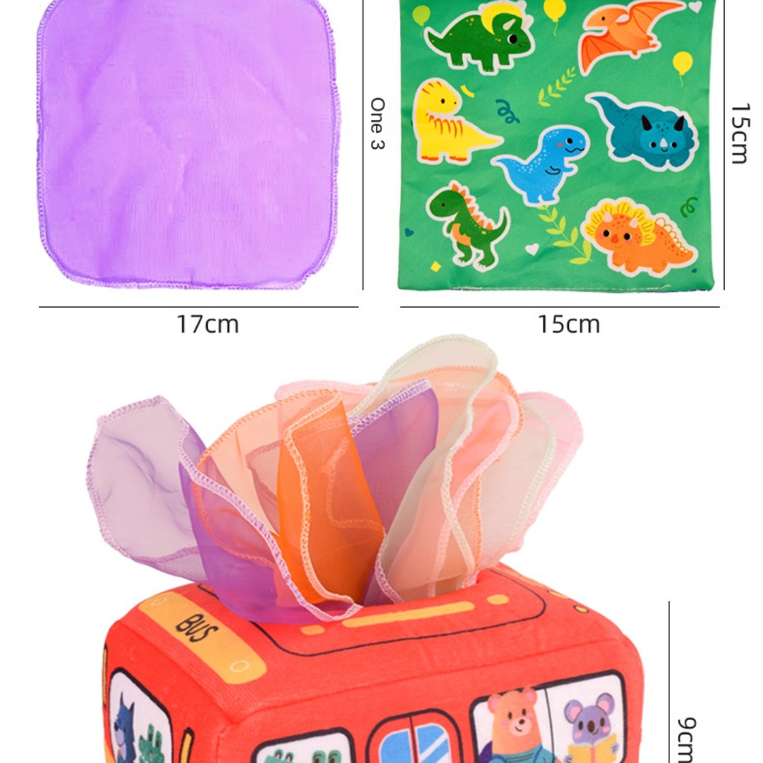 Caja de Pañuelos Montessori SMVP | Juguete Sensorial Educativo para Bebés 21