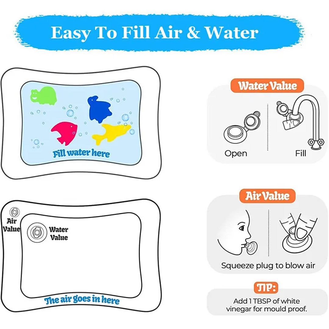 Alfombra de Agua para Bebé PVC | Juego Sensorial y Tiempo Boca Abajo 18