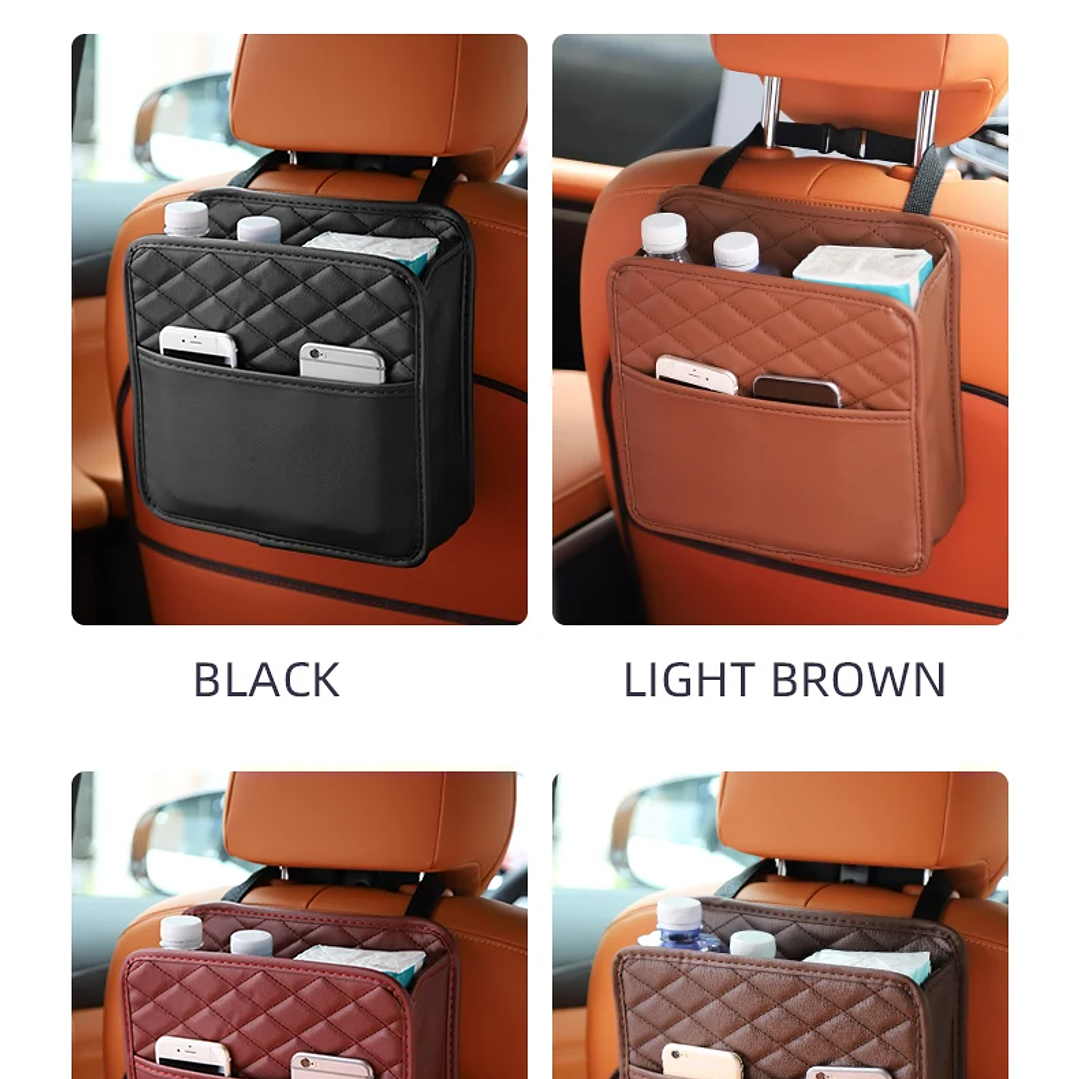 Bolsa de Almacenamiento para Asiento de Coche | Organizador de Cuero Multifuncional 11
