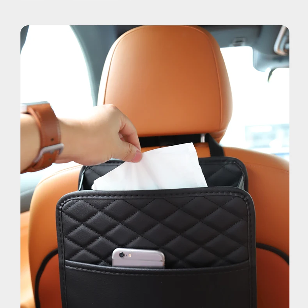 Bolsa de Almacenamiento para Asiento de Coche | Organizador de Cuero Multifuncional 13