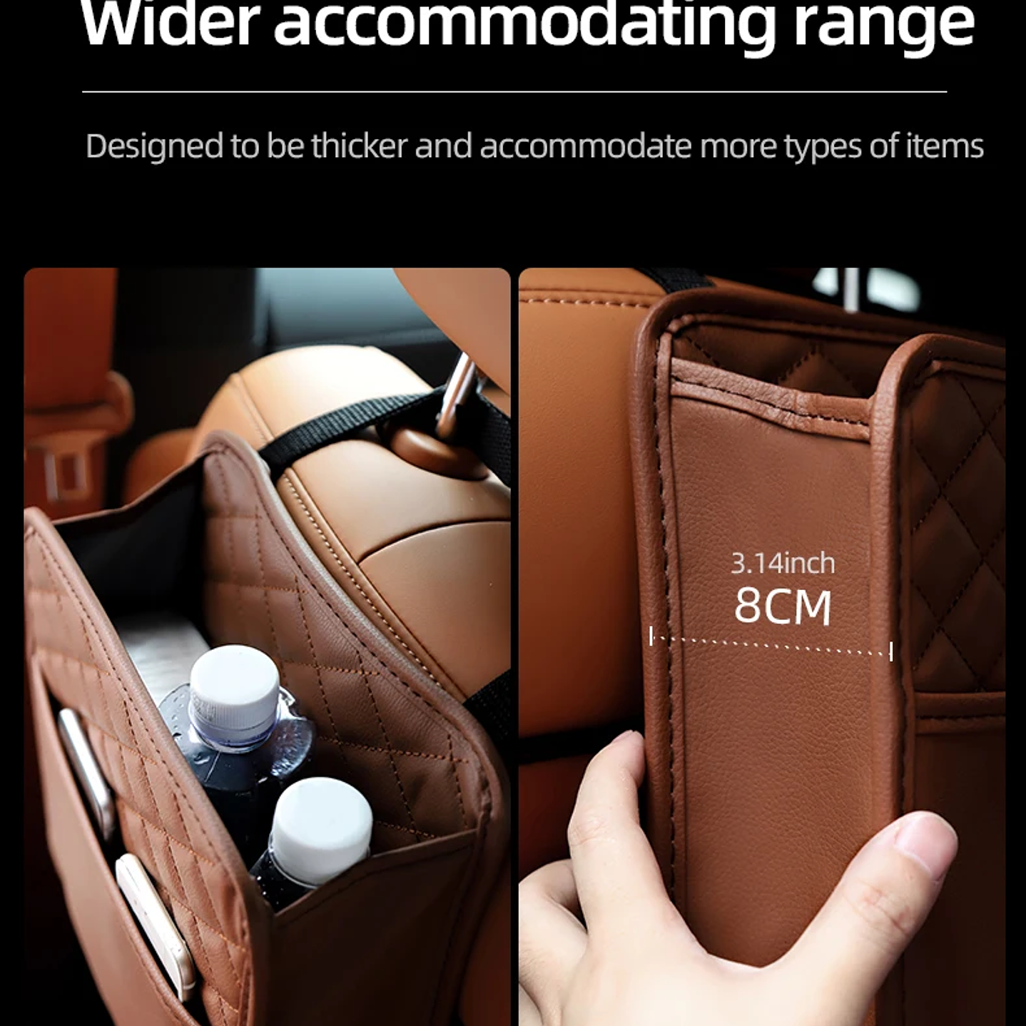 Bolsa de Almacenamiento para Asiento de Coche | Organizador de Cuero Multifuncional 16