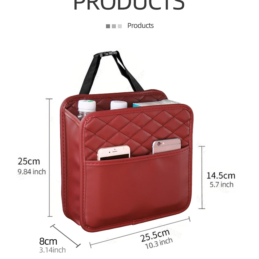 Bolsa de Almacenamiento para Asiento de Coche | Organizador de Cuero Multifuncional 19
