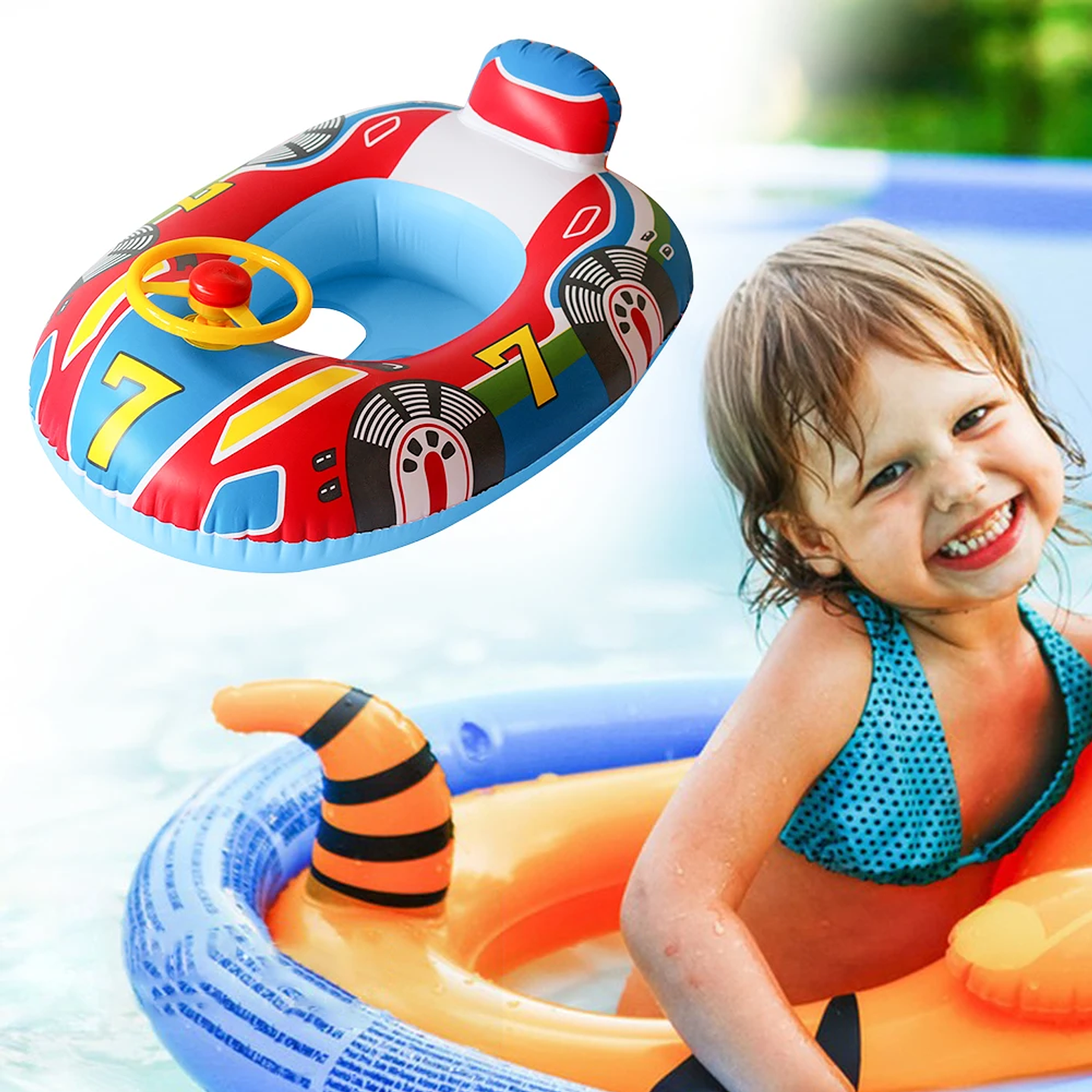 Anillo de Natación para Bebé Shunmaii | Flotador Inflable con Parasol y Volante 3