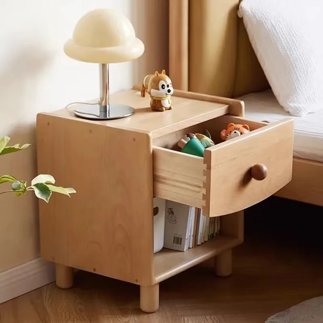 Mesita de Noche Infantil HOUYU | Diseño Minimalista en Madera de Haya 3