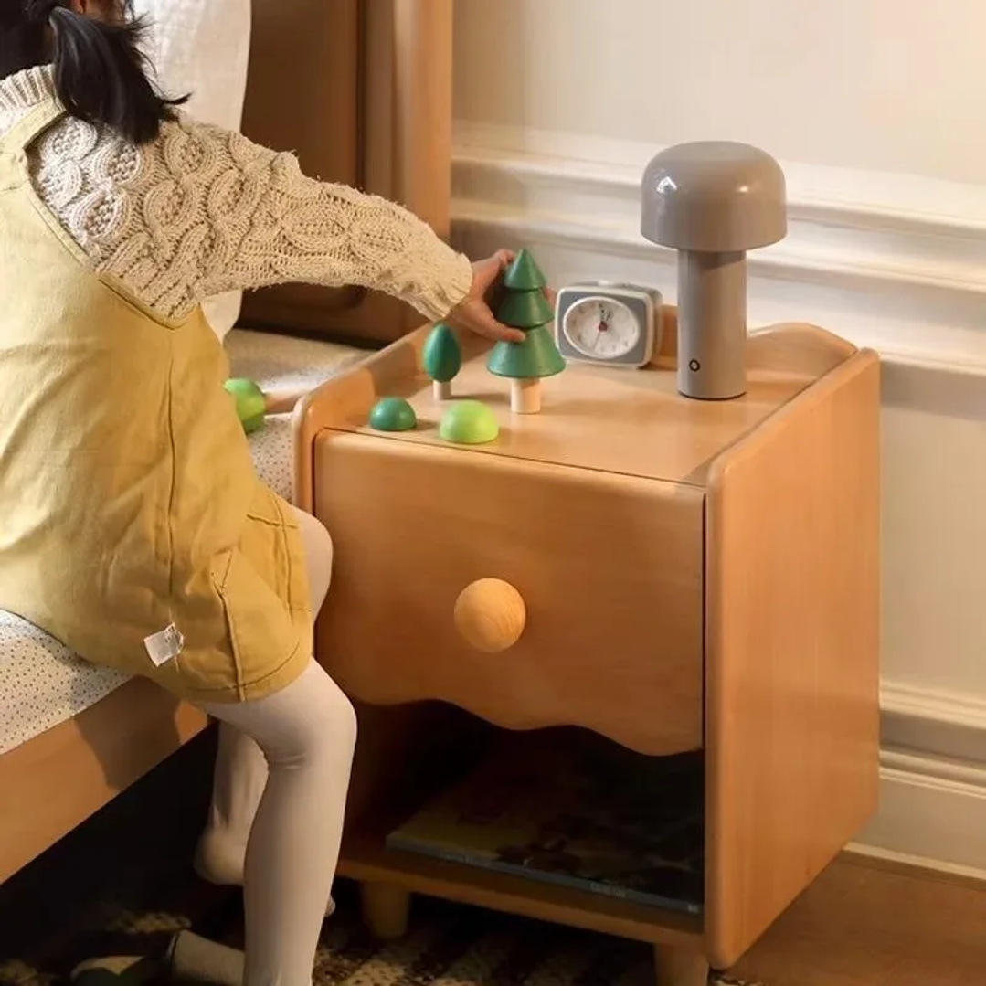 Mesita de Noche Infantil HOUYU | Diseño Minimalista en Madera de Haya 5
