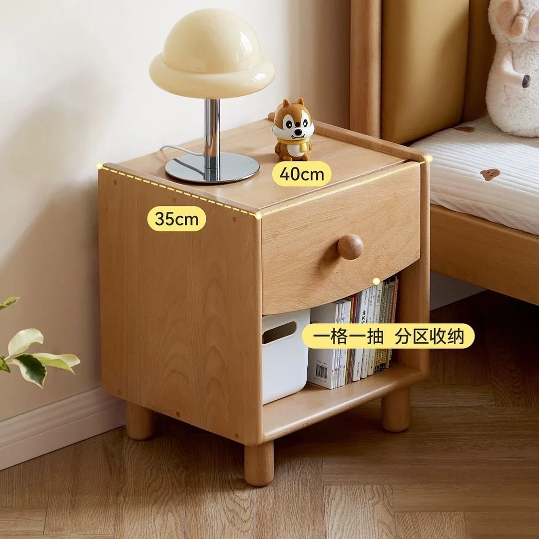 Mesita de Noche Infantil HOUYU | Diseño Minimalista en Madera de Haya 7