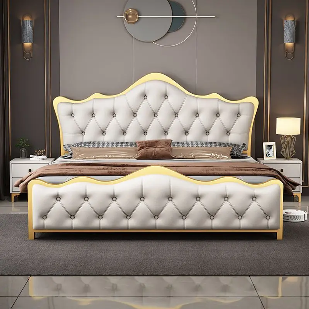 Cama Matrimonial Moderna con Cabecero de Lujo | Estilo Minimalista 200x200 cm 7