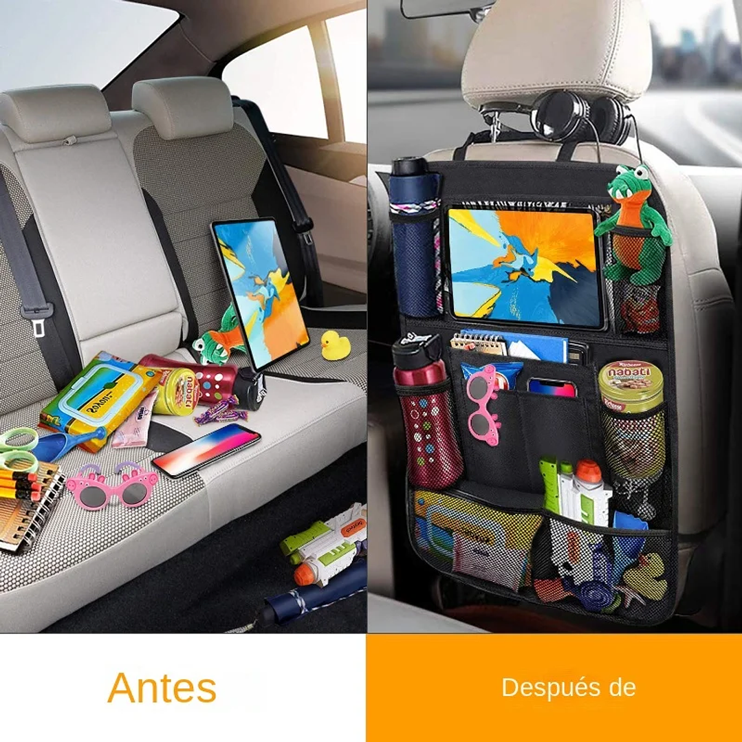 Organizador de Asiento Trasero con Soporte para Tableta | Accesorio Plegable para Coche 4