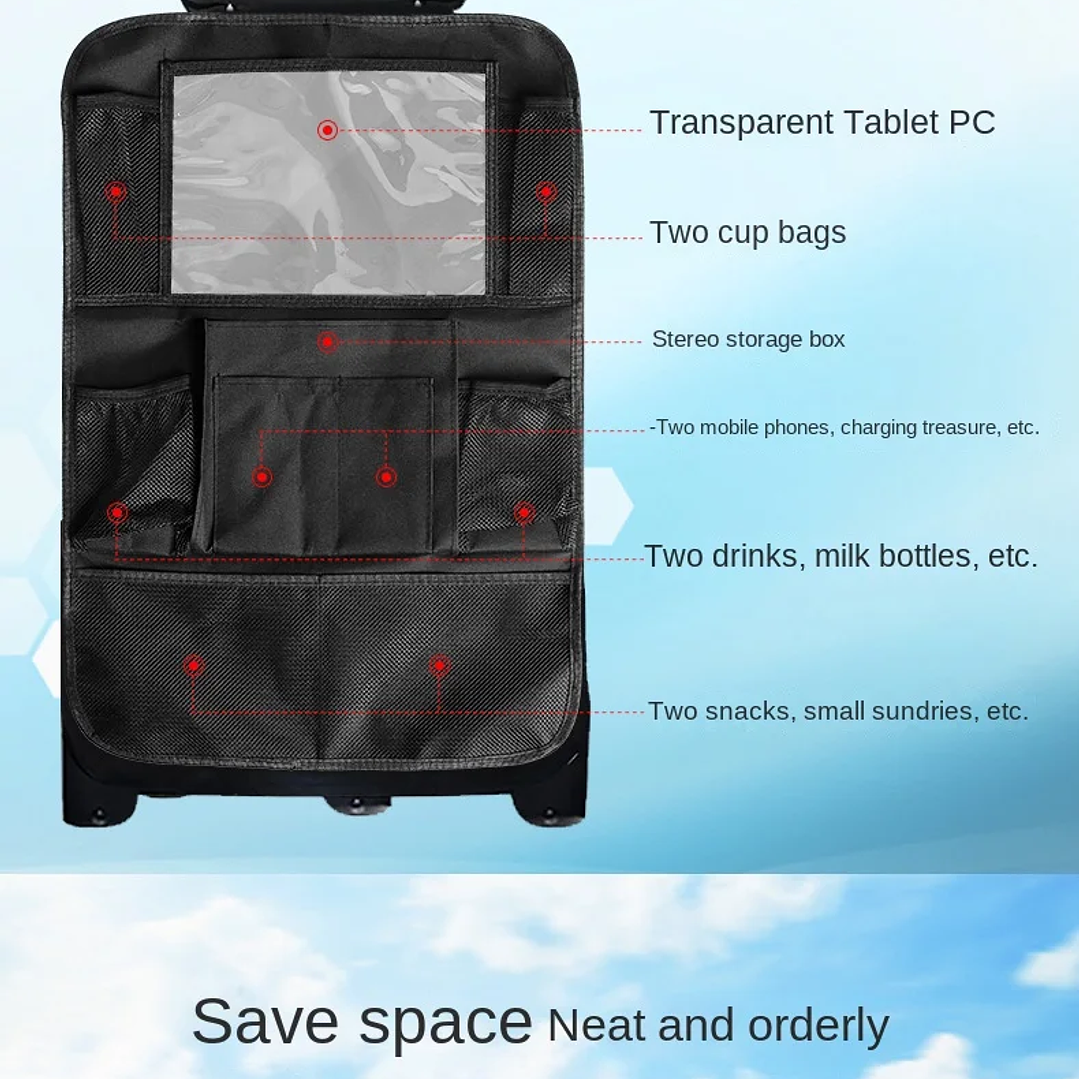 Organizador de Asiento Trasero con Soporte para Tableta | Accesorio Plegable para Coche 12