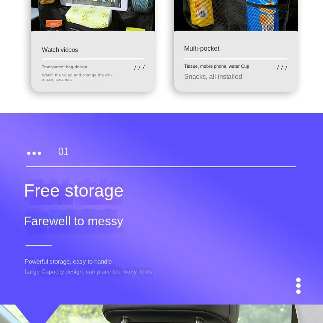 Organizador de Asiento Trasero con Soporte para Tableta | Accesorio Plegable para Coche 14