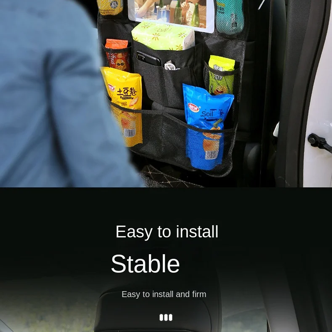 Organizador de Asiento Trasero con Soporte para Tableta | Accesorio Plegable para Coche 18