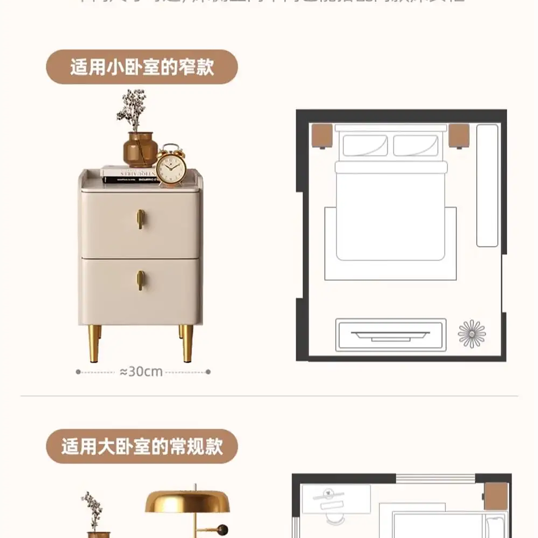 Mesita de Noche Minimalista YQXH | Mesa de Almacenamiento para Dormitorio Moderno 21