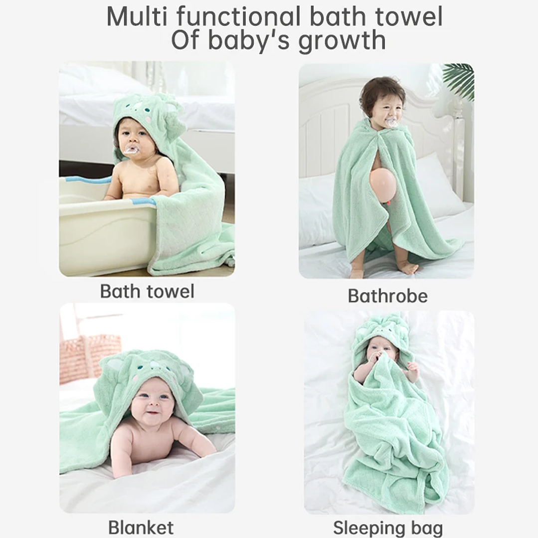 Toalla de Baño con Capucha Mambobaby | Manta Absorbente para Bebés 125×80 cm 2