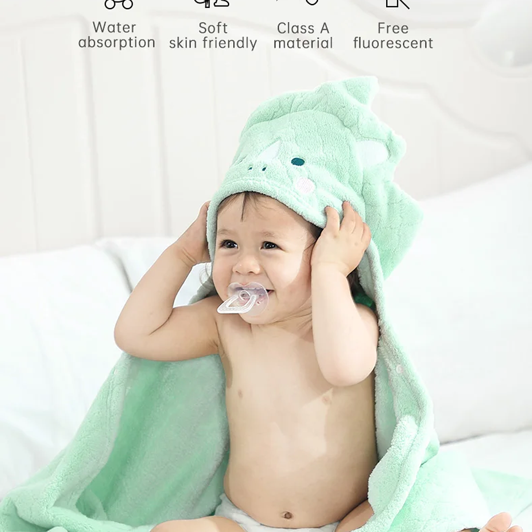 Toalla de Baño con Capucha Mambobaby | Manta Absorbente para Bebés 125×80 cm 12