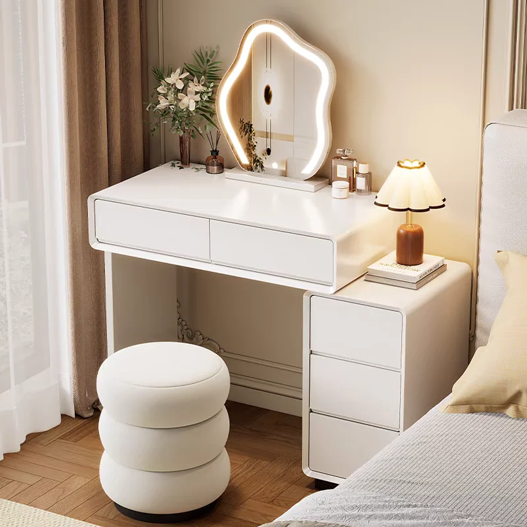 Tocador de Maquillaje UOSU con Espejo | Mueble Blanco de Dormitorio Moderno 1