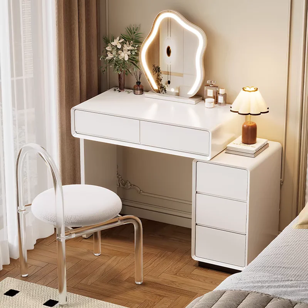 Tocador de Maquillaje UOSU con Espejo | Mueble Blanco de Dormitorio Moderno 2