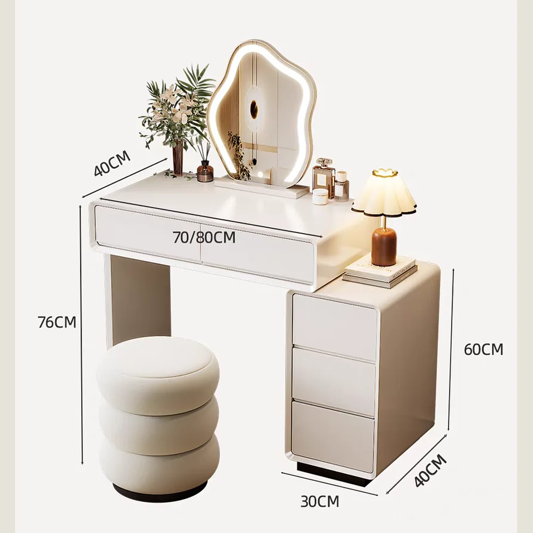 Tocador de Maquillaje UOSU con Espejo | Mueble Blanco de Dormitorio Moderno 16