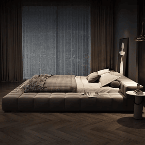 Cama de Matrimonio Moderna OVOZI | Diseño Estético 180x200 cm con Somier y Respaldo