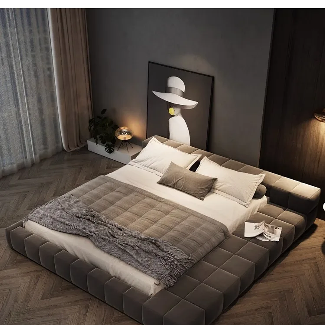 Cama de Matrimonio Moderna OVOZI | Diseño Estético 180x200 cm con Somier y Respaldo 10