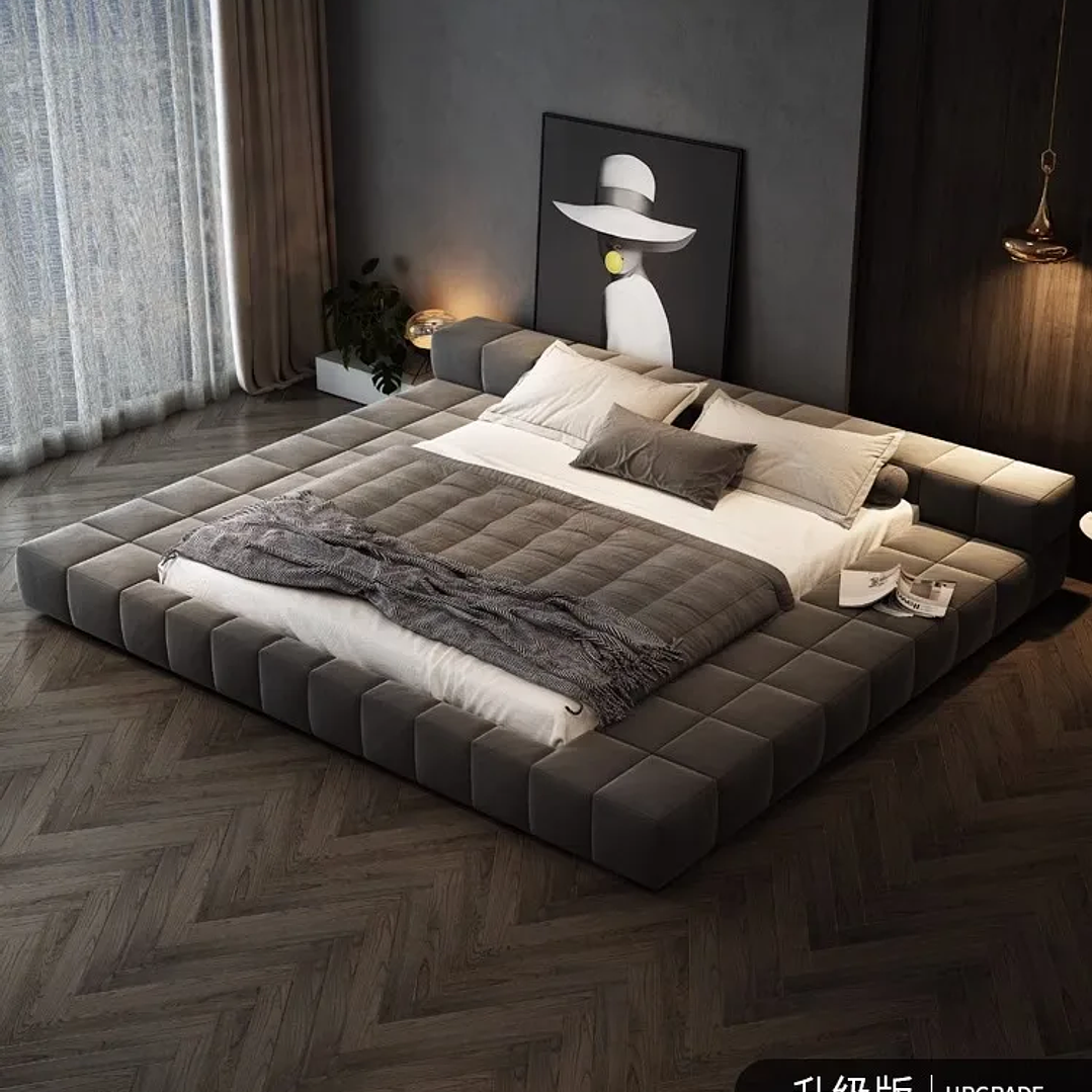 Cama de Matrimonio Moderna OVOZI | Diseño Estético 180x200 cm con Somier y Respaldo 14