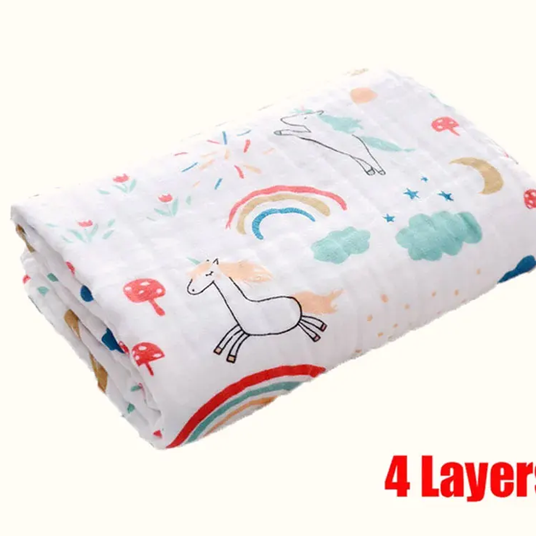 Toalla de Baño para Bebé 100% Algodón | Manta Suave 4 Capas 70×90 cm 13