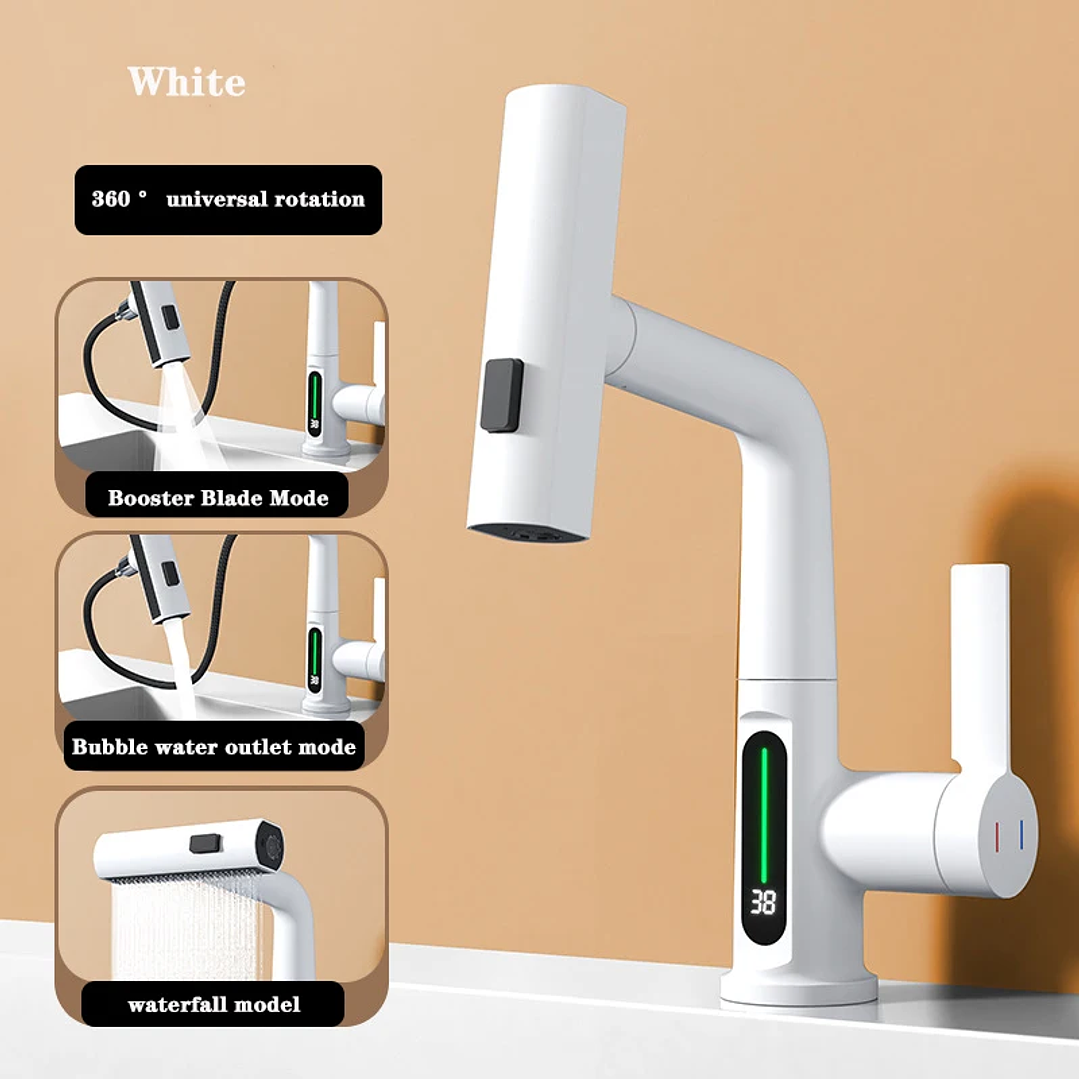 Grifo Extraíble en Cascada con Pantalla Digital | Para Cocina y Baño sin Batería 8