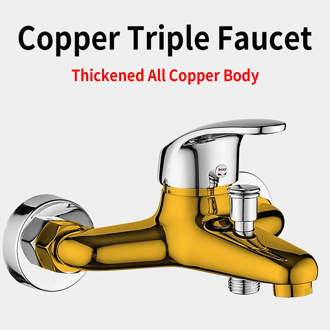 Grifo Mezclador de Bañera en Cobre | Agua Fría y Caliente con Control Dual 3