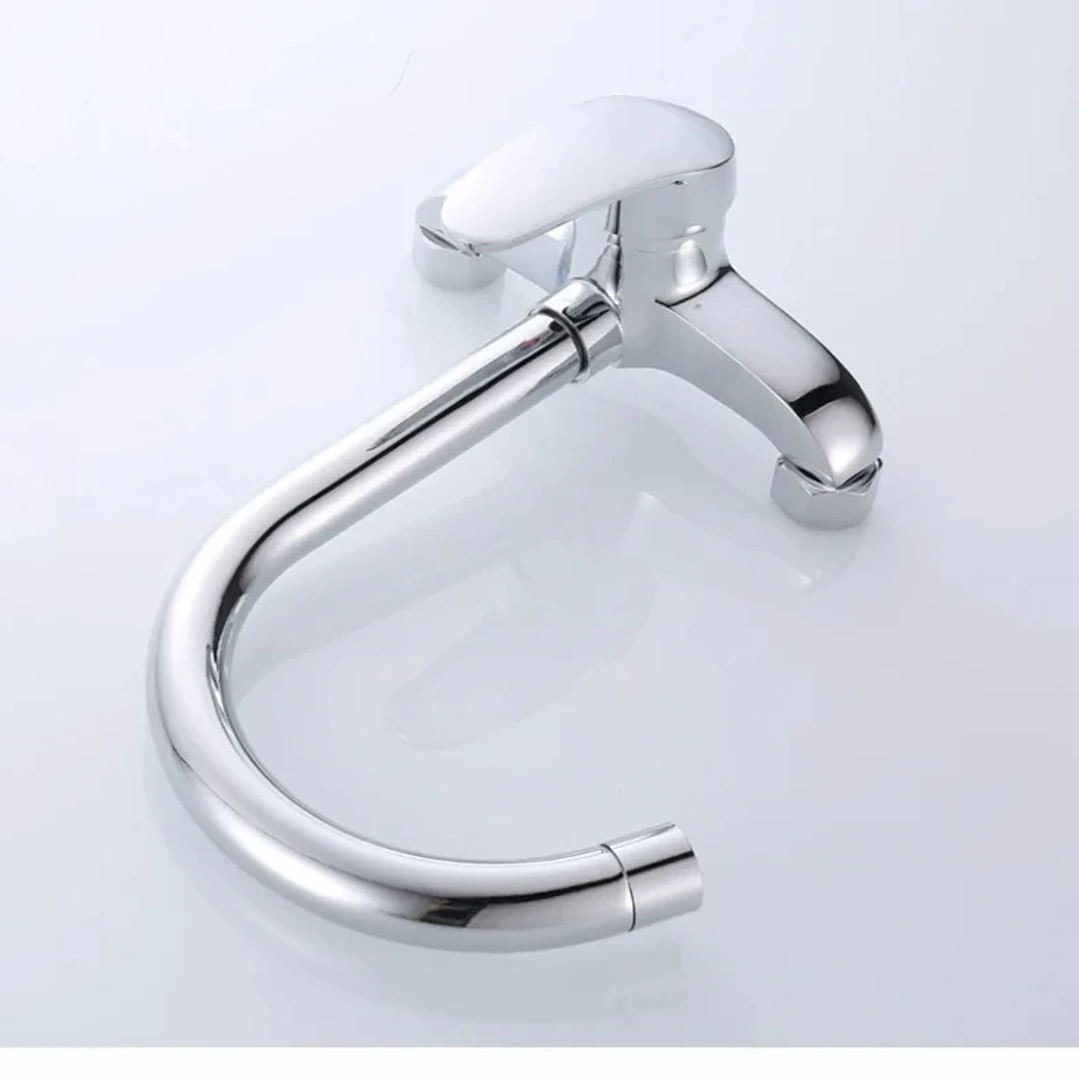 Grifo de Cocina de Pared con Mezclador | Agua Fría y Caliente en Latón Giratorio 16