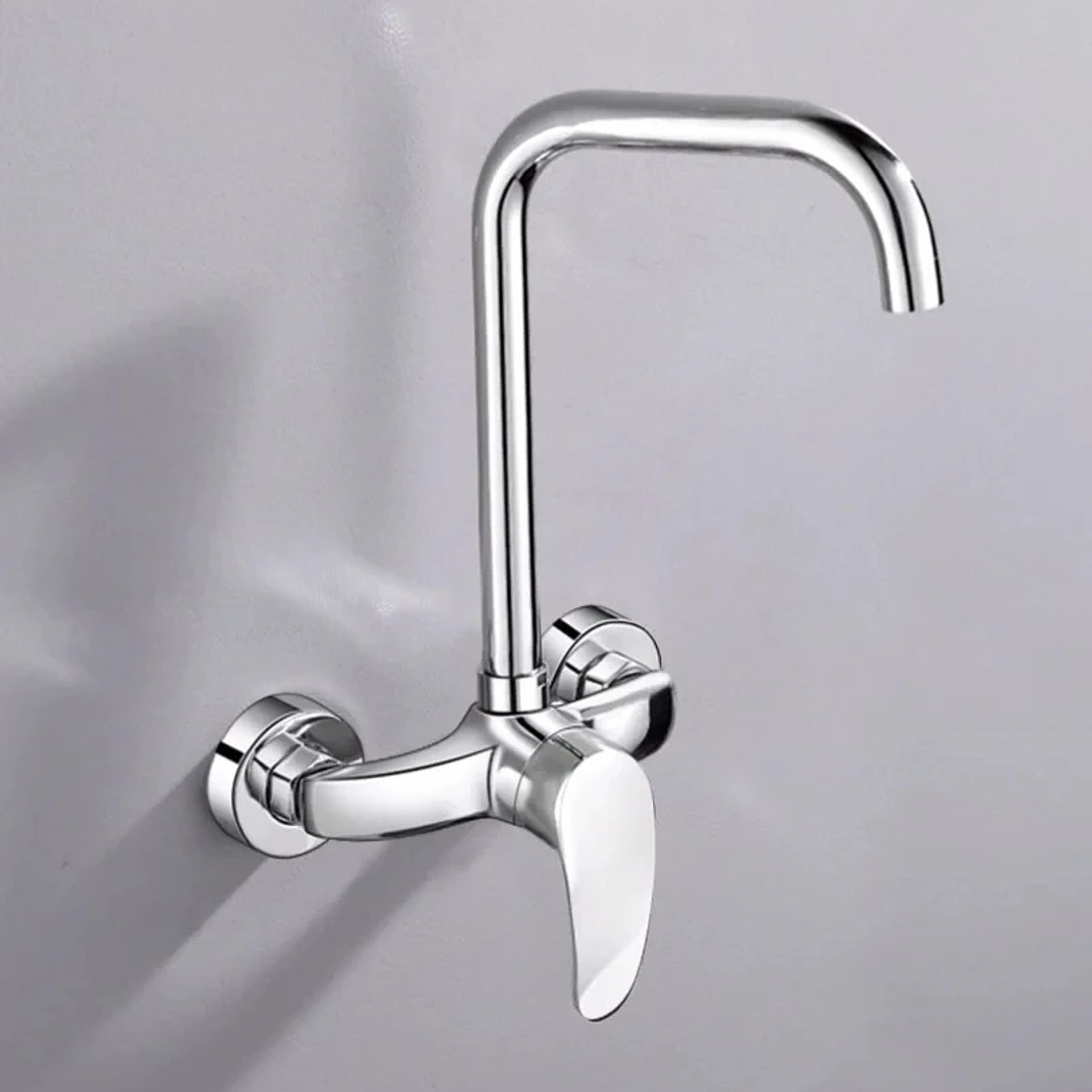 Grifo de Cocina de Pared con Mezclador | Agua Fría y Caliente en Latón Giratorio 17