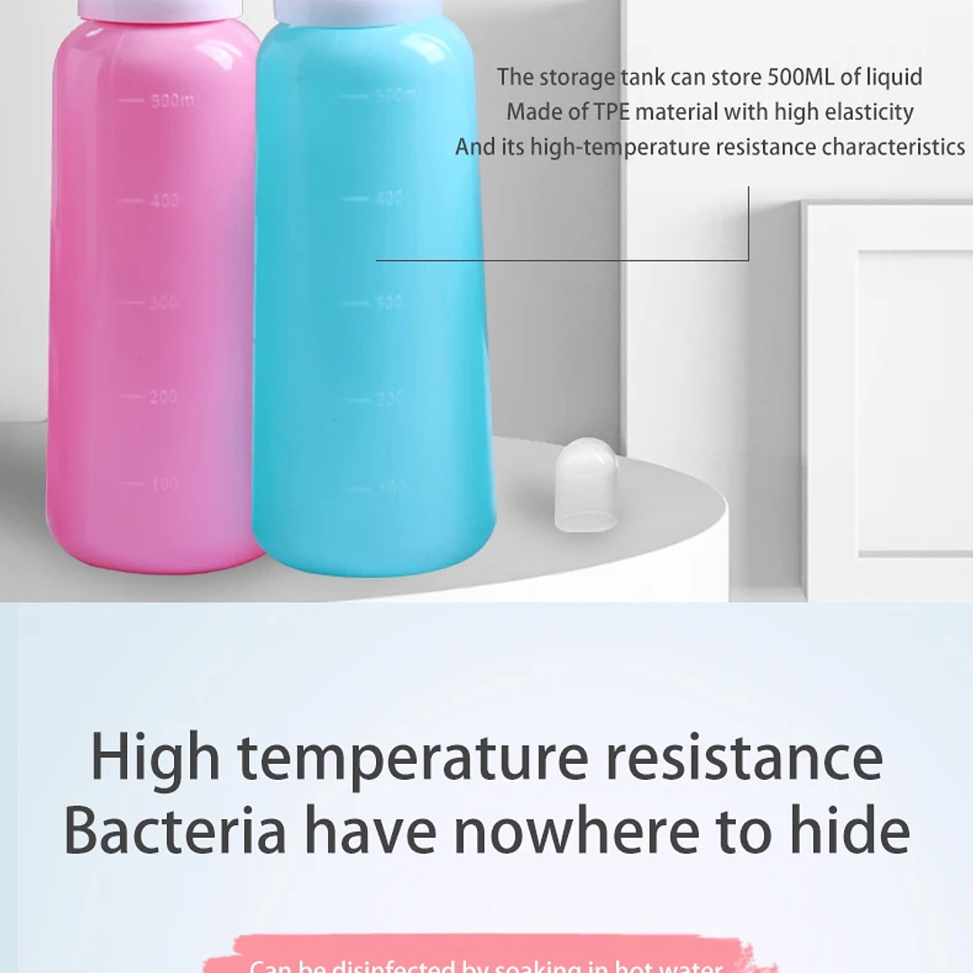 Bidé Portátil de Mano 500ml | Pulverizador de Agua para Bebés y Mujeres Embarazadas 12