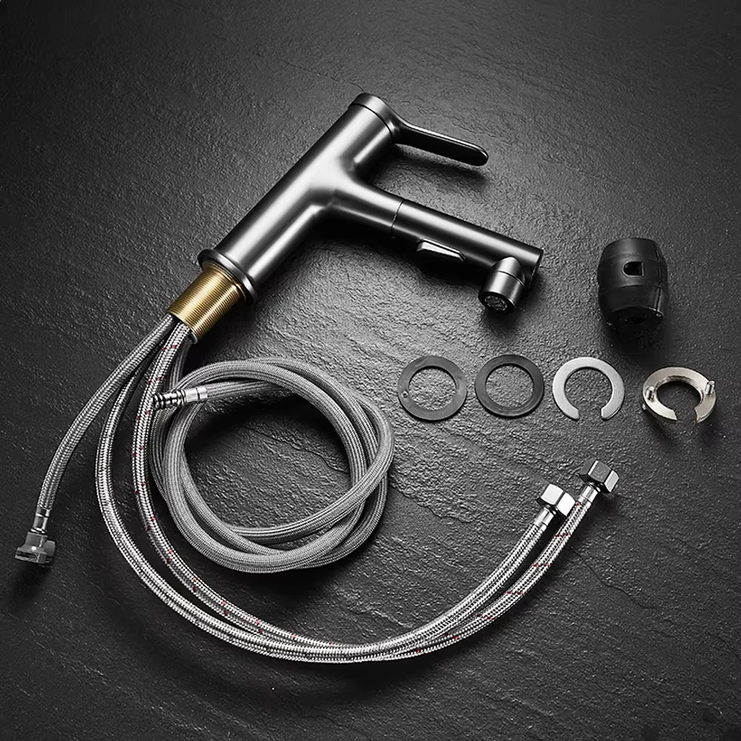 Grifo Extraíble Blanco para Lavabo | Latón con Agua Fría y Caliente 2