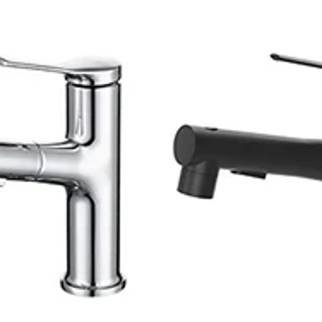 Grifo Extraíble Blanco para Lavabo | Latón con Agua Fría y Caliente 12