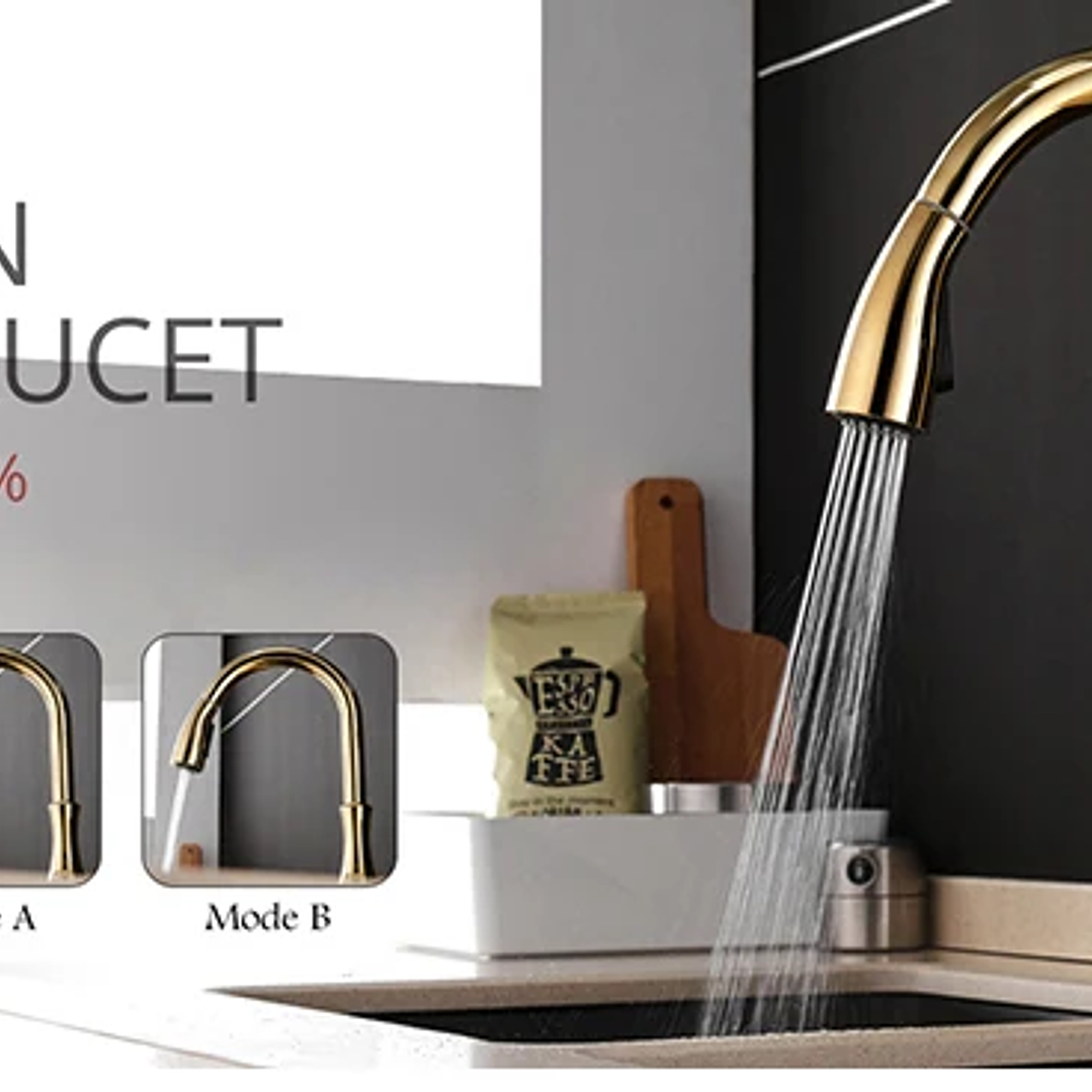 Grifo de Lavabo de Latón Antiguo | Monomando Giratorio Agua Fría y Caliente 23