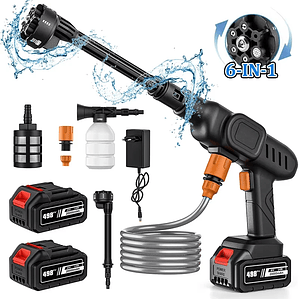 Pistola de Lavado Inalámbrica 6 en 1 | Alta Presión 60 Bar para Jardín y Coche