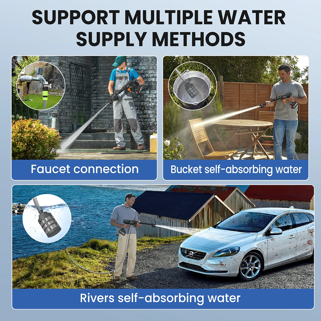 Pistola de Lavado Inalámbrica 6 en 1 | Alta Presión 60 Bar para Jardín y Coche 5