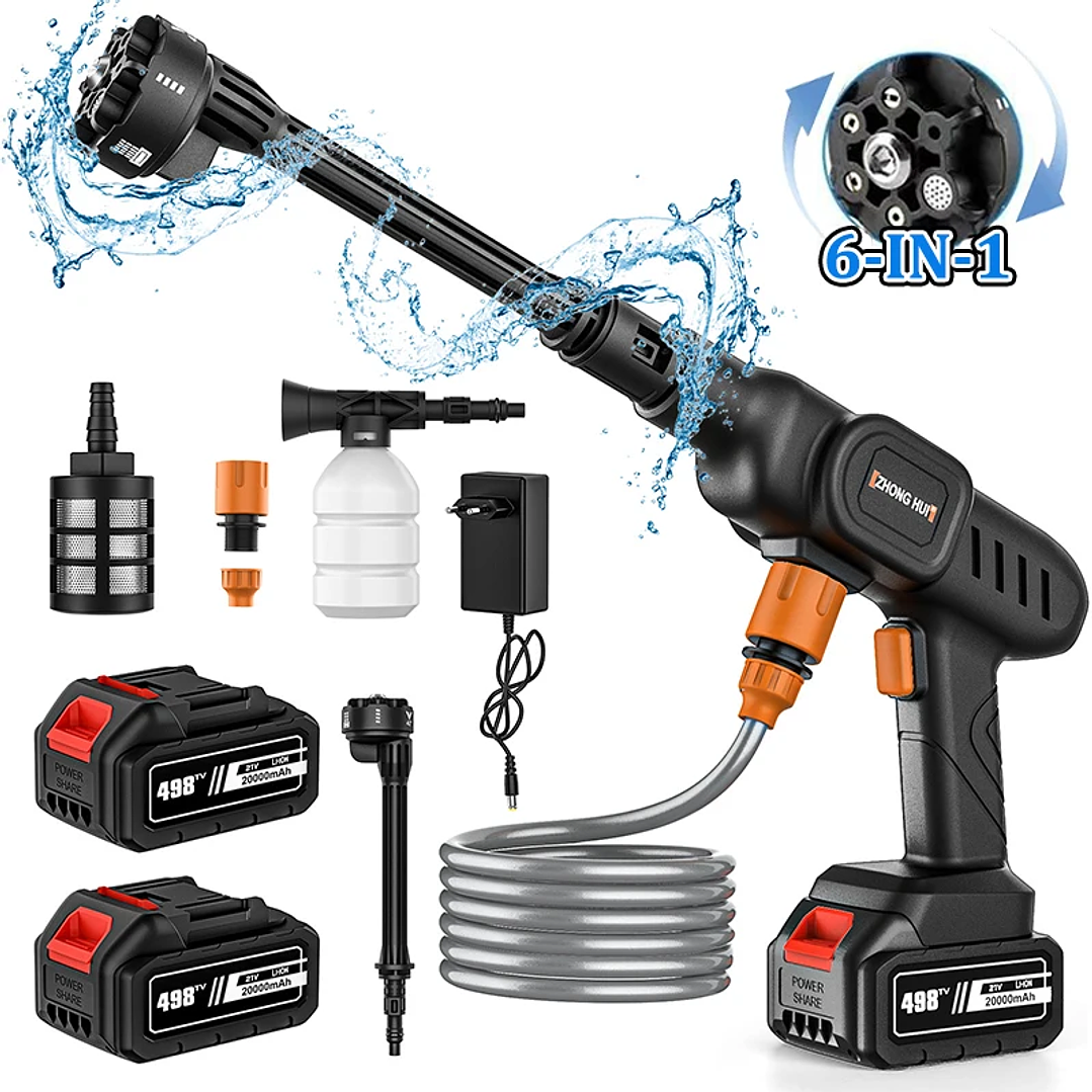 Pistola de Lavado Inalámbrica 6 en 1 | Alta Presión 60 Bar para Jardín y Coche 9