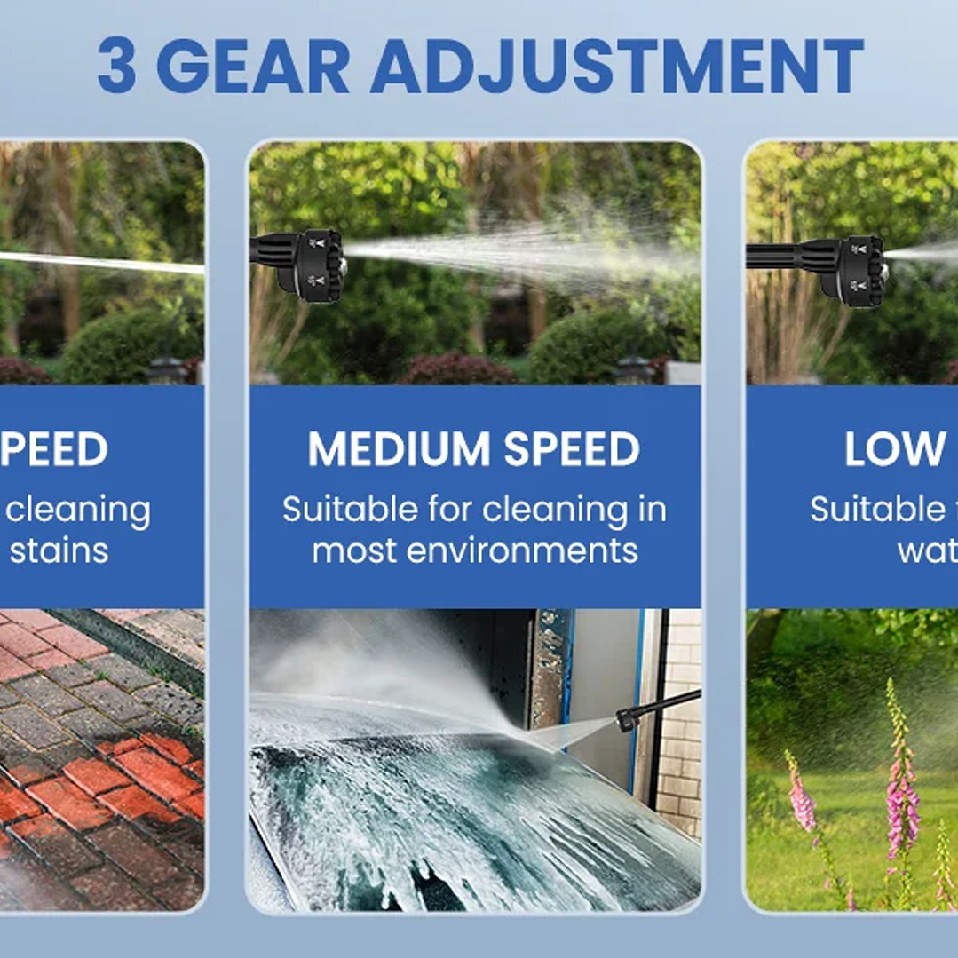 Pistola de Lavado Inalámbrica 6 en 1 | Alta Presión 60 Bar para Jardín y Coche 12