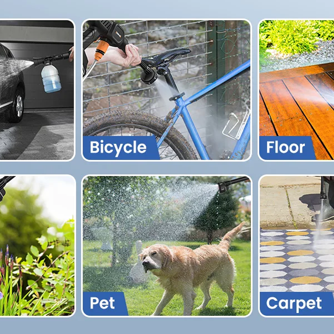Pistola de Lavado Inalámbrica 6 en 1 | Alta Presión 60 Bar para Jardín y Coche 13