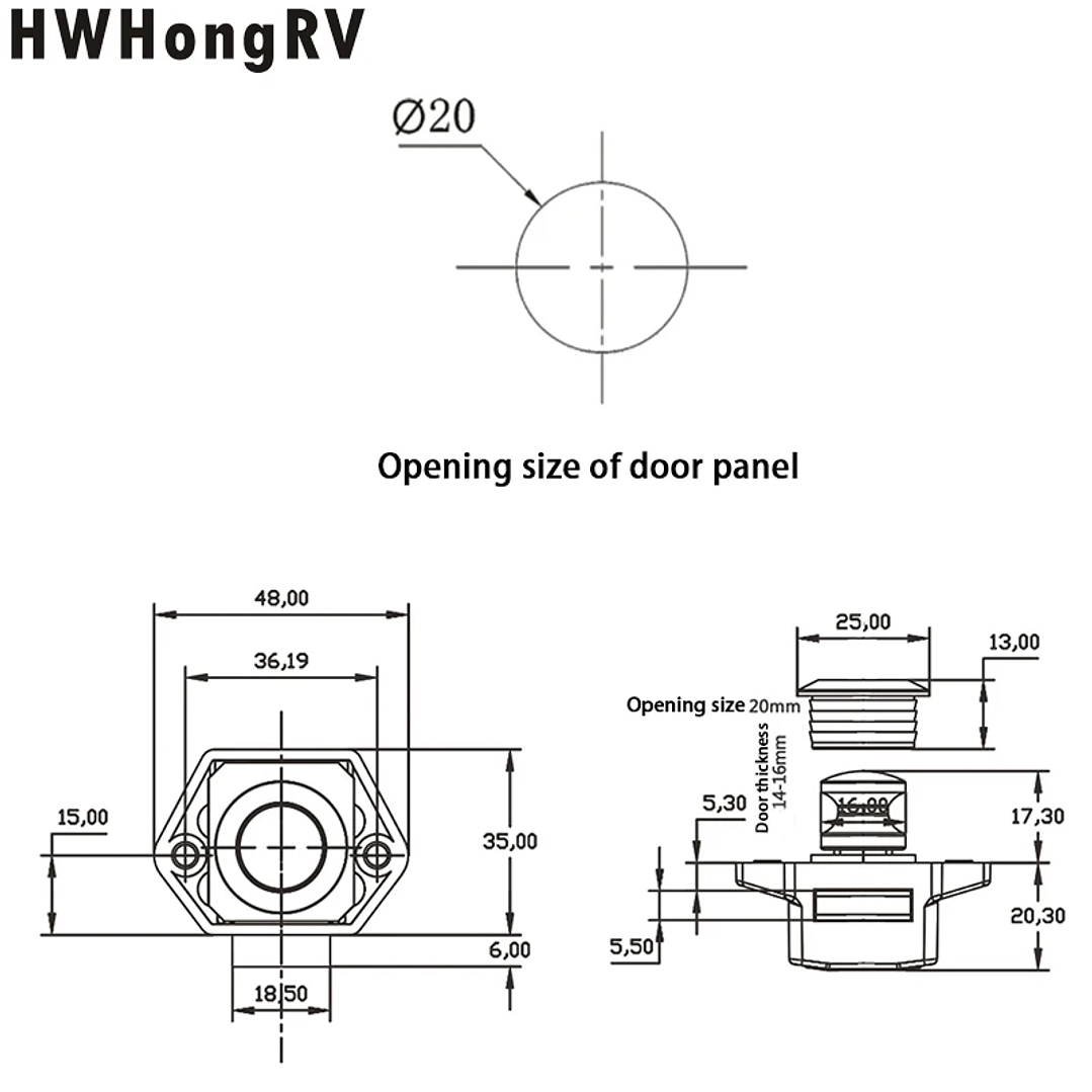 Cerradura Push Lock HW-52WN | Mini Seguro para Muebles de Caravana y RV 5