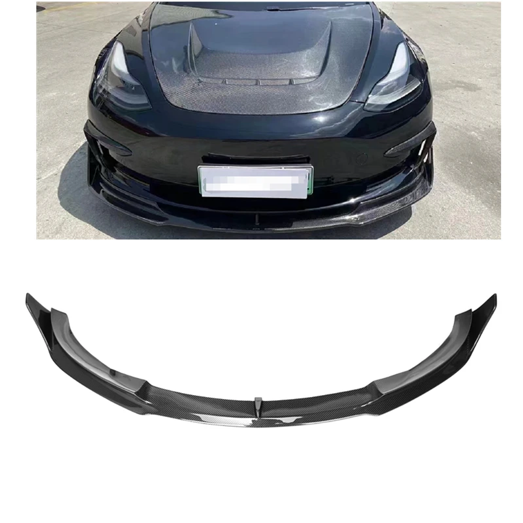 Splitter Frontal V Style de Fibra de Carbono para Tesla Model 3 1