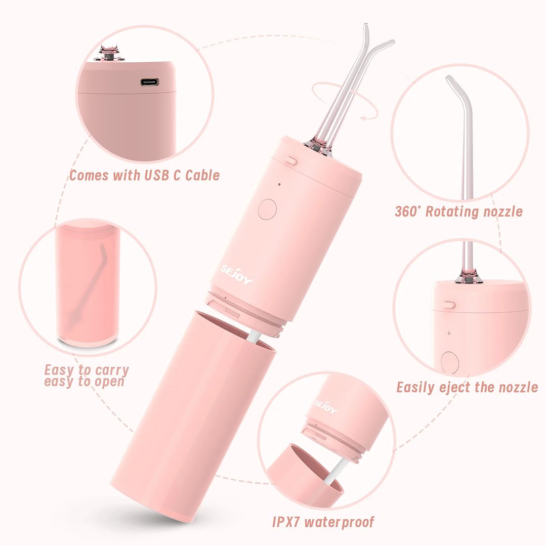 Irrigador Dental Portátil Sejoy | 4 Boquillas, 3 Modos, USB Recargable 4