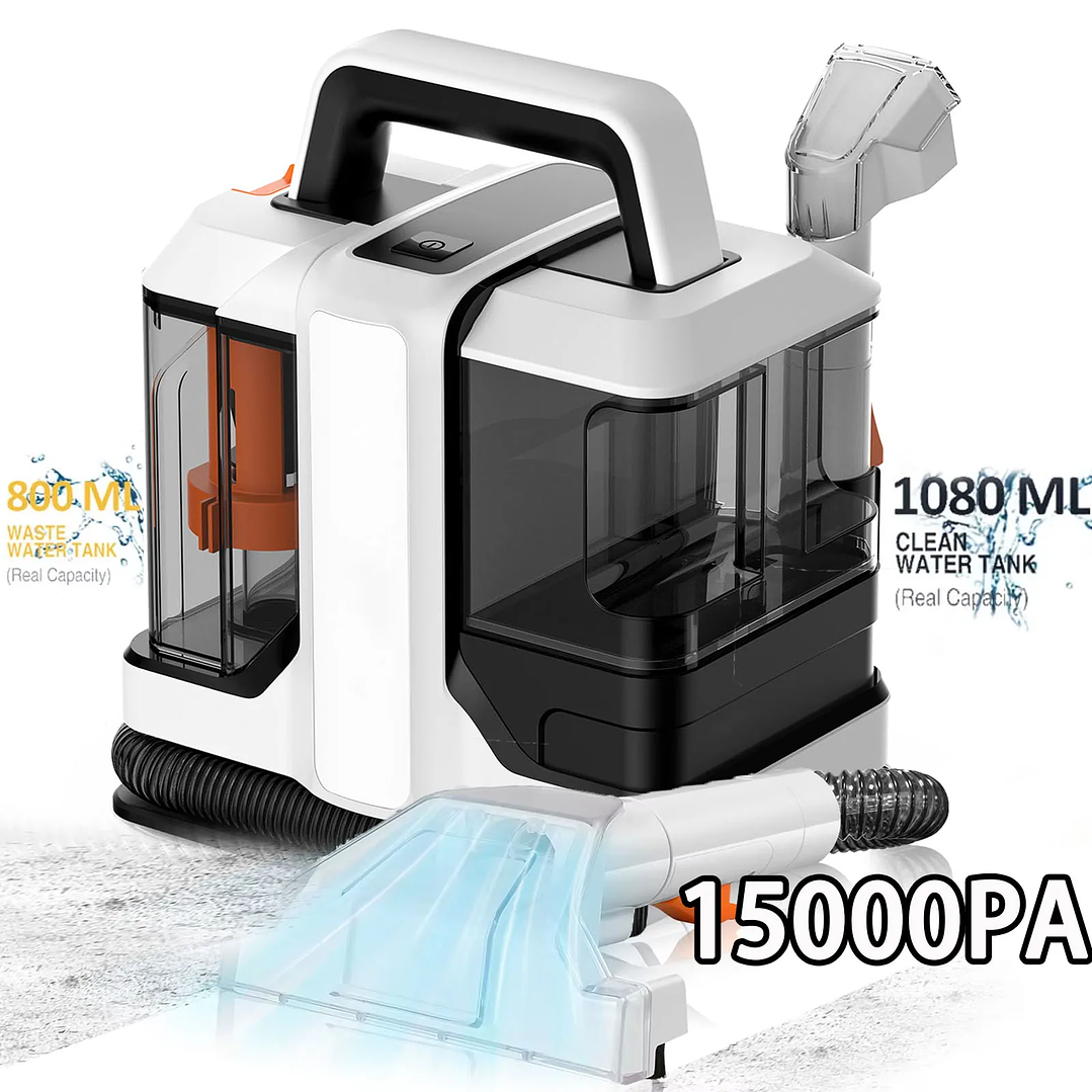 Limpiador de Alfombras Portátil 750W | Succión y Pulverización para Sofás y Cortinas 8