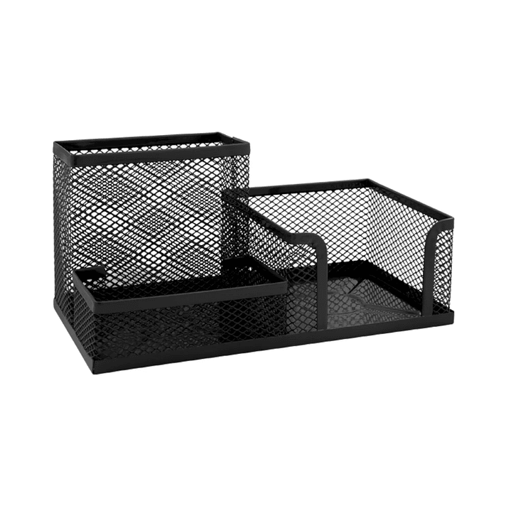 Organizador de Escritorio Metálico Negro | Caja de Almacenaje 20x10x10cm Starplast