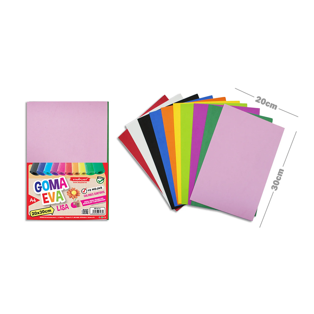 Goma EVA 20x30cm 2mm Starplast | Pack 10 Colores Surtidos para Manualidades 1