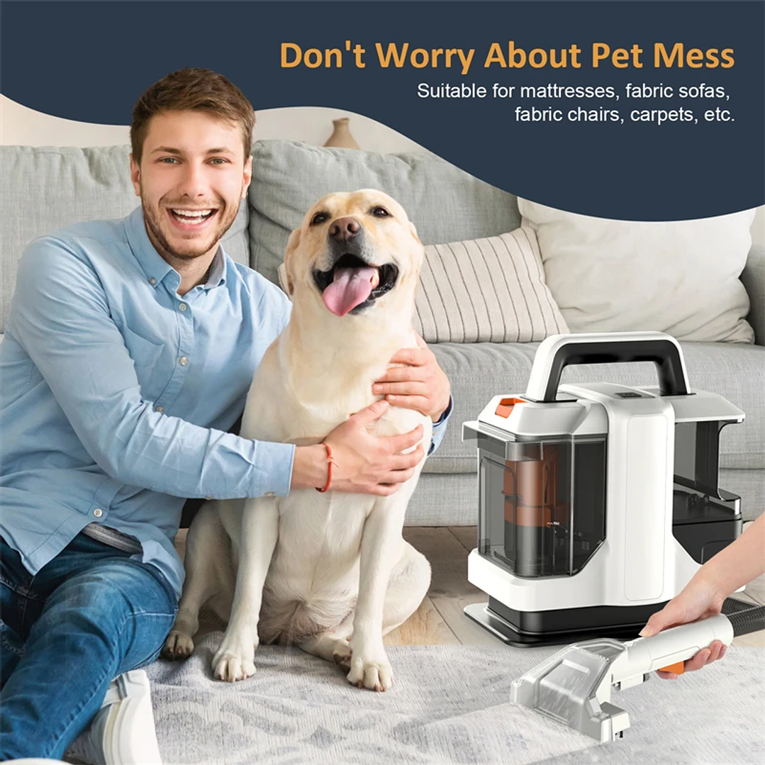 Máquina Limpiadora Portátil Seeiswork 750W | Alta Succión para Manchas y Tapicería 6