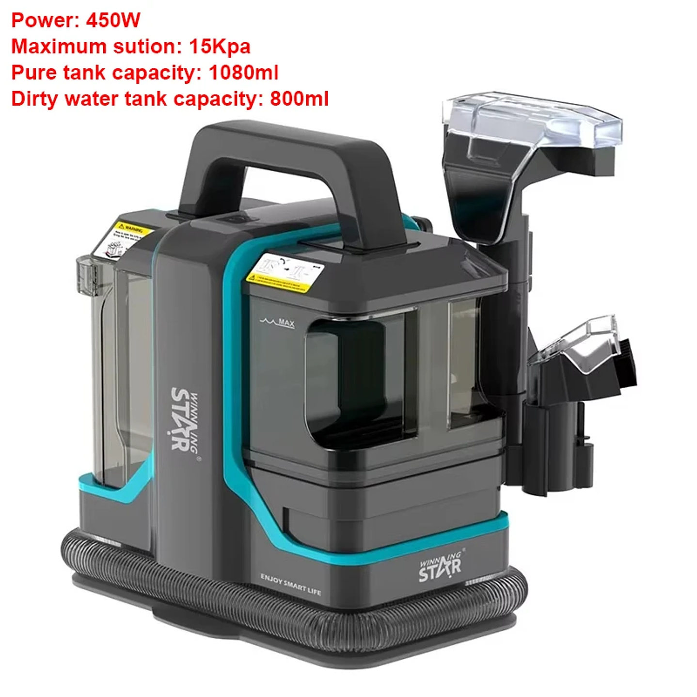 Máquina Limpiadora Portátil Seeiswork 750W | Alta Succión para Manchas y Tapicería 10