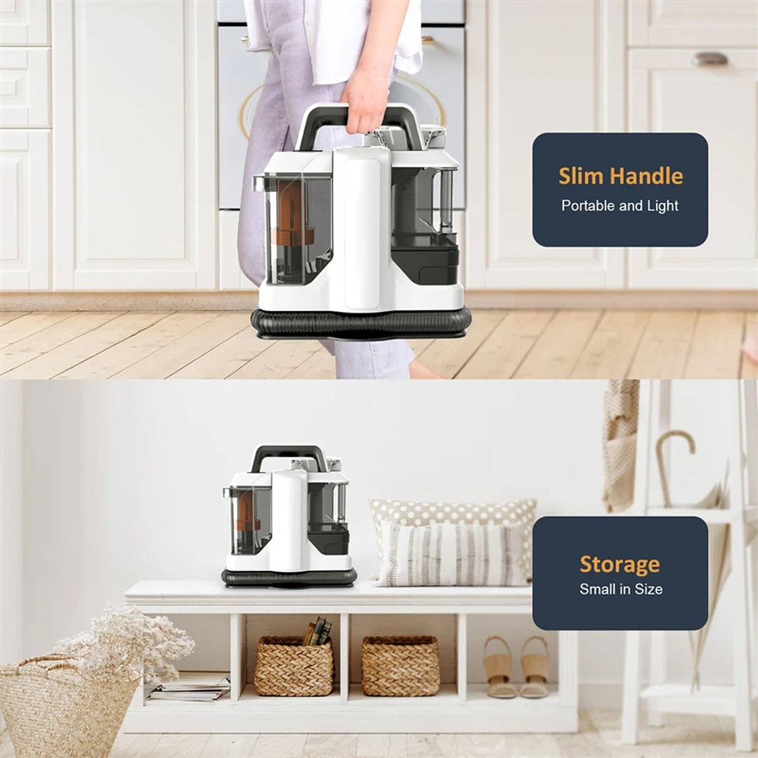 Máquina Limpiadora Portátil Seeiswork 750W | Alta Succión para Manchas y Tapicería 24