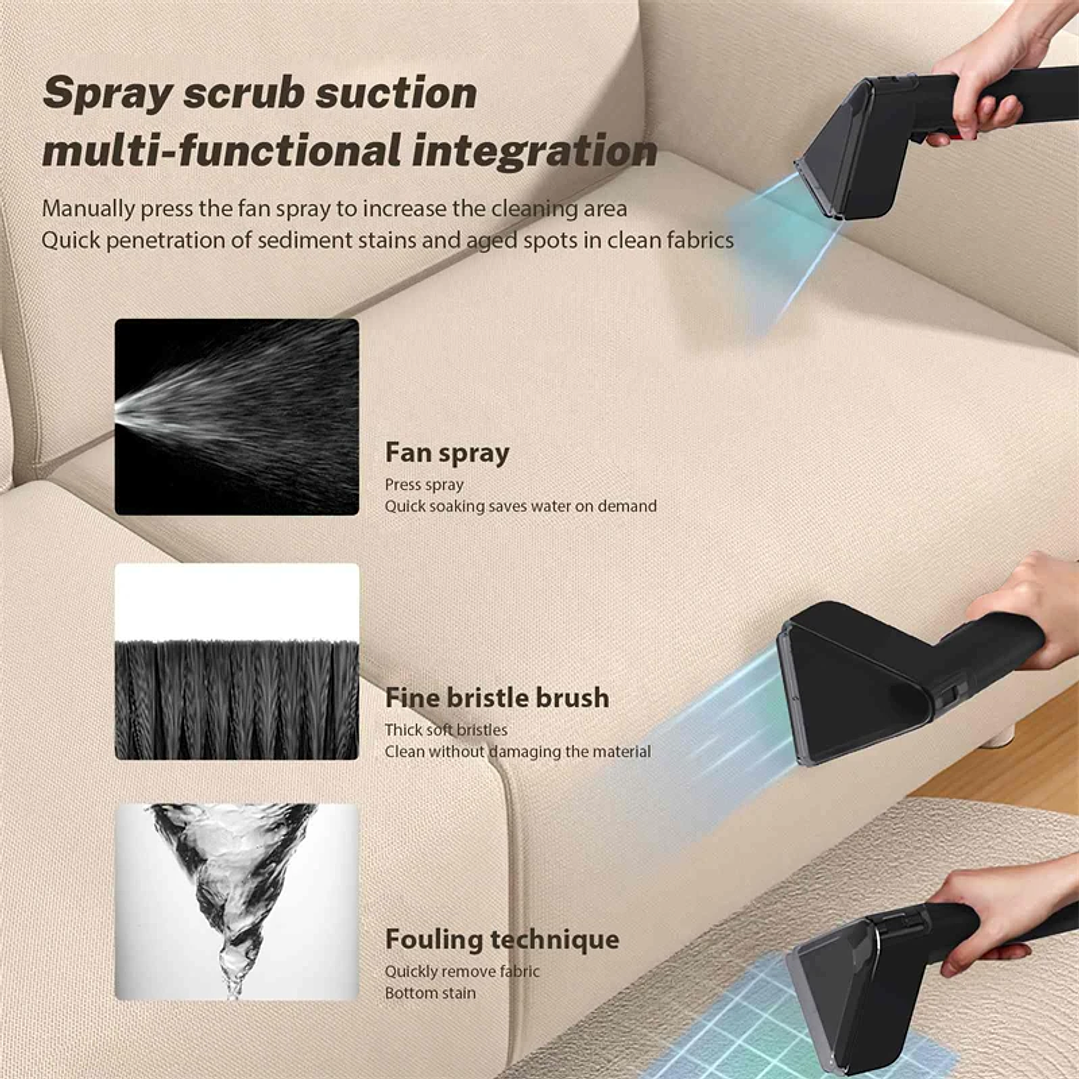 Máquina Limpiadora Portátil Seeiswork 750W | Alta Succión para Manchas y Tapicería 31