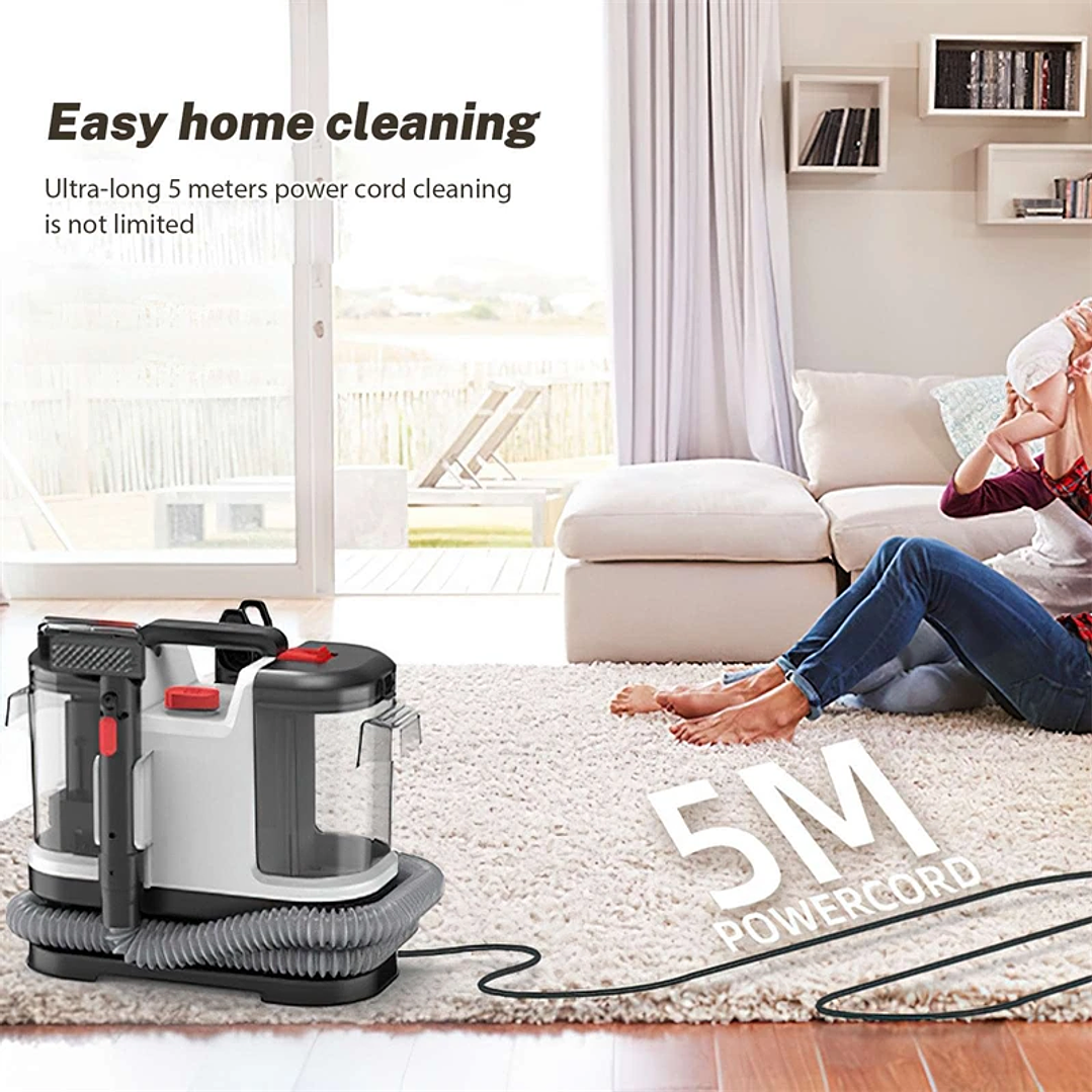 Máquina Limpiadora Portátil Seeiswork 750W | Alta Succión para Manchas y Tapicería 37